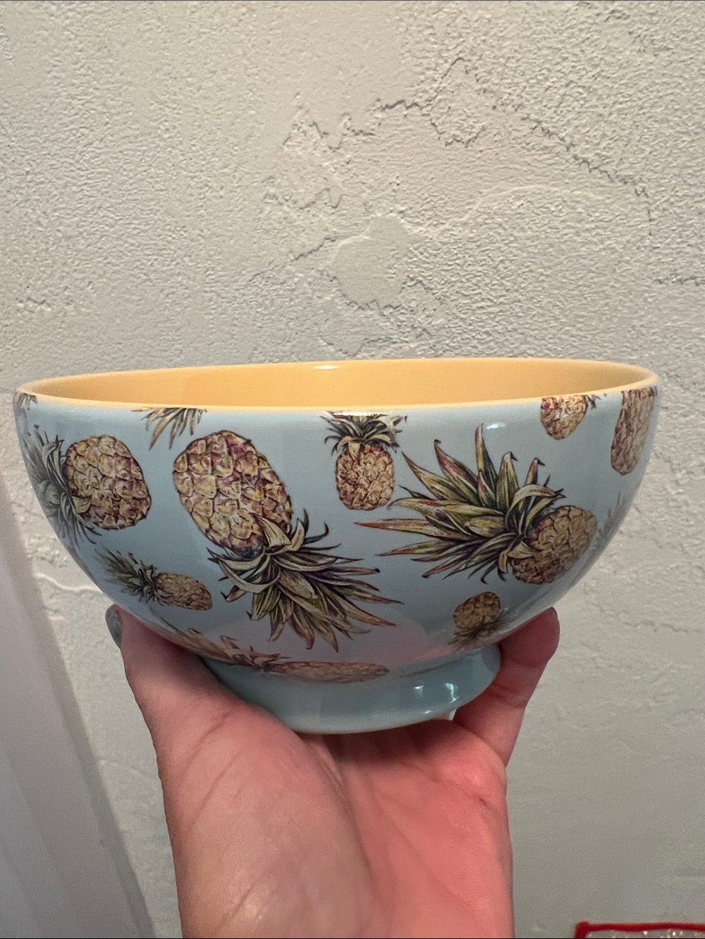 #2407*”3x7”Pineapple Print Ceramic Serving Bowl - Yellow Interior